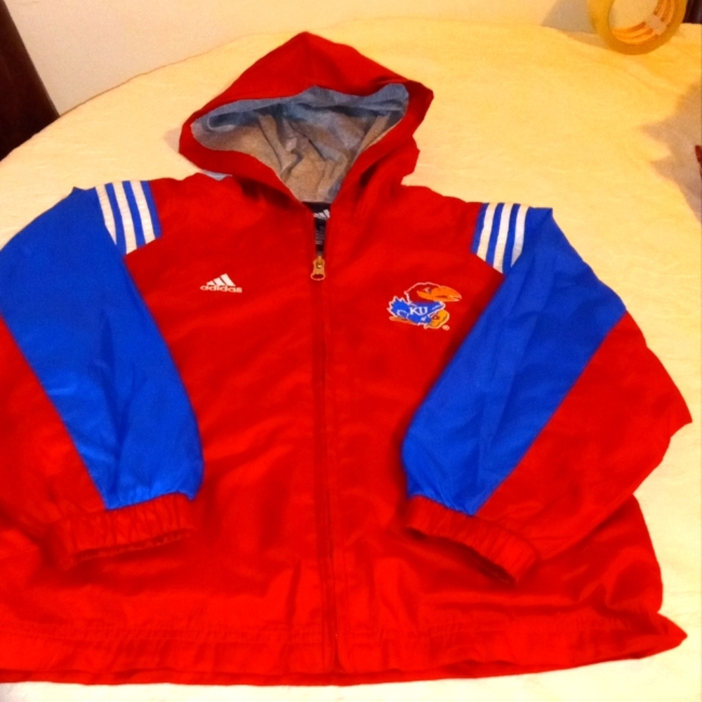 Adidas‎ KU Jayhawks Children's Full Zip Lined Jacket Size 5-6 Red Blue